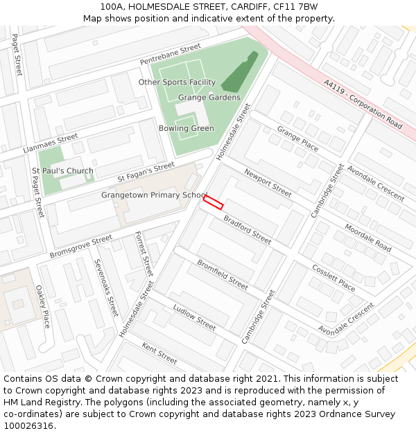 100A, HOLMESDALE STREET, CARDIFF, CF11 7BW: Location map and indicative extent of plot