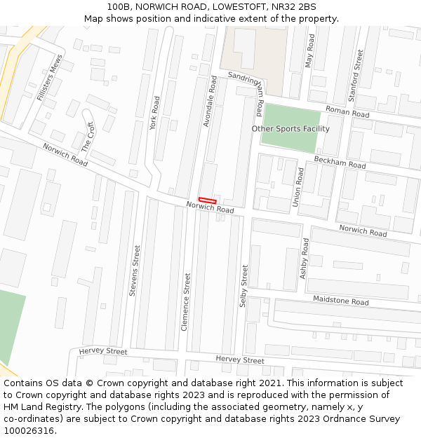100B, NORWICH ROAD, LOWESTOFT, NR32 2BS: Location map and indicative extent of plot