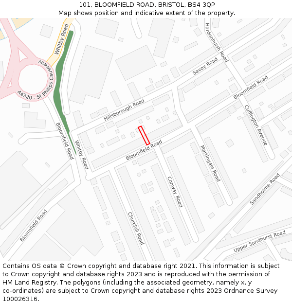 101, BLOOMFIELD ROAD, BRISTOL, BS4 3QP: Location map and indicative extent of plot