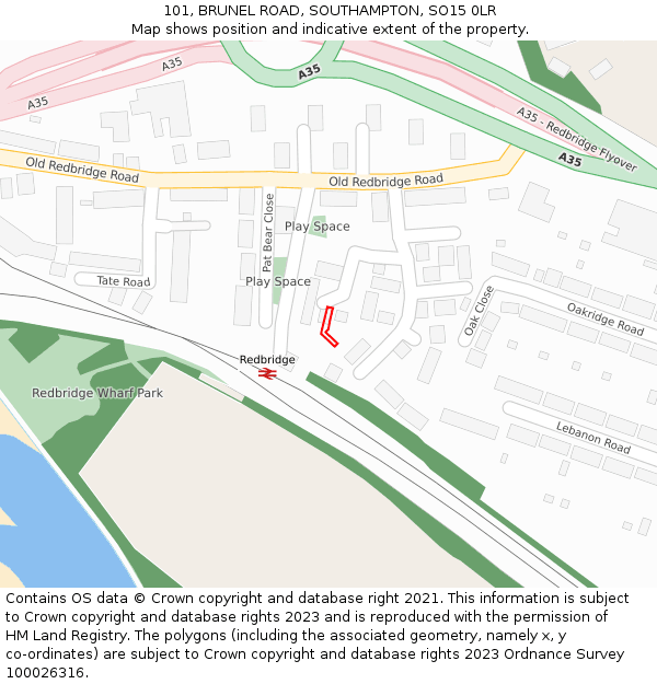 101, BRUNEL ROAD, SOUTHAMPTON, SO15 0LR: Location map and indicative extent of plot