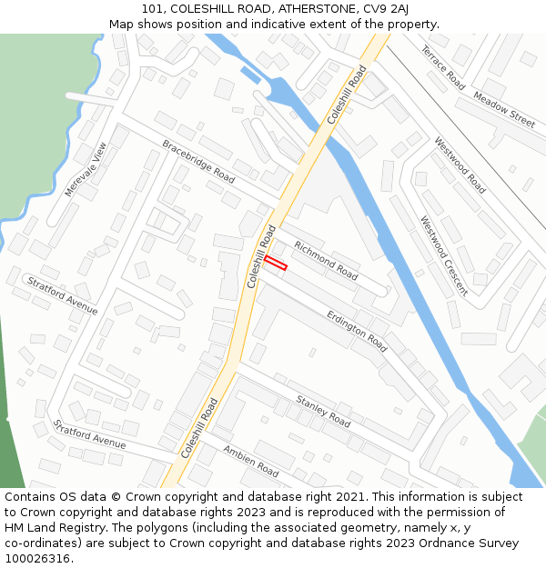 101, COLESHILL ROAD, ATHERSTONE, CV9 2AJ: Location map and indicative extent of plot