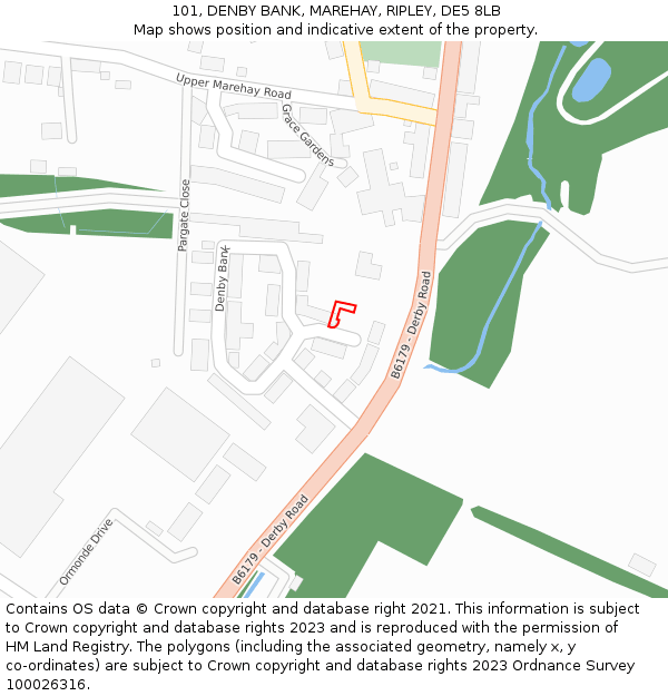 101, DENBY BANK, MAREHAY, RIPLEY, DE5 8LB: Location map and indicative extent of plot
