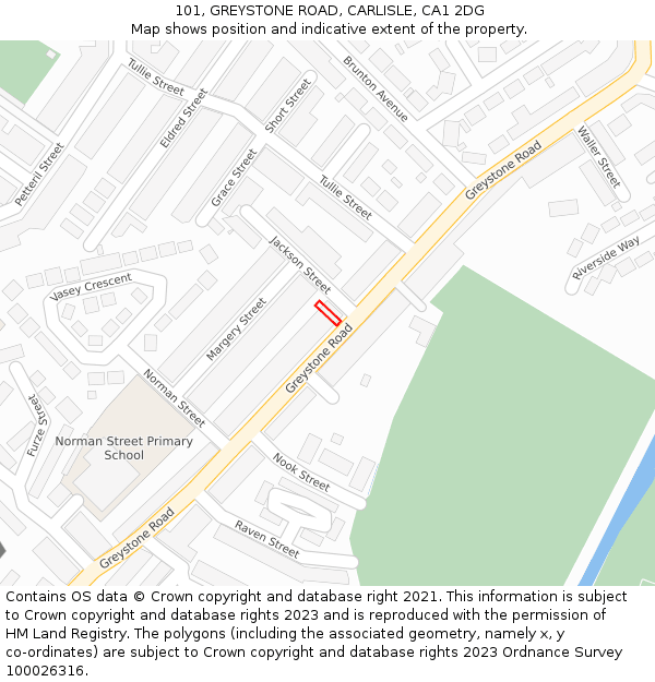101, GREYSTONE ROAD, CARLISLE, CA1 2DG: Location map and indicative extent of plot