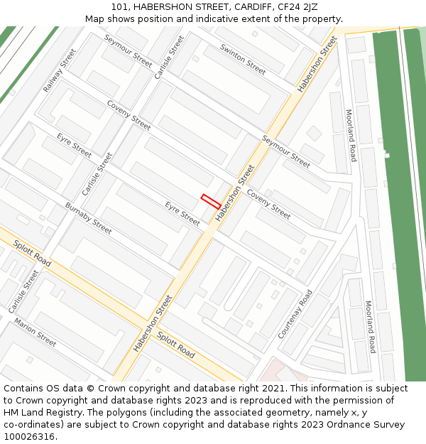 101, HABERSHON STREET, CARDIFF, CF24 2JZ: Location map and indicative extent of plot