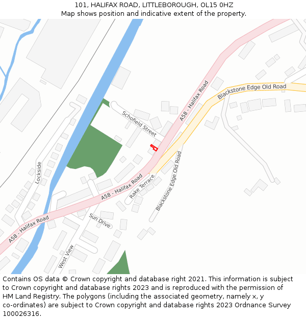 101, HALIFAX ROAD, LITTLEBOROUGH, OL15 0HZ: Location map and indicative extent of plot