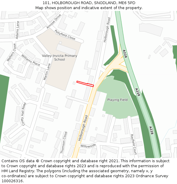 101, HOLBOROUGH ROAD, SNODLAND, ME6 5PD: Location map and indicative extent of plot