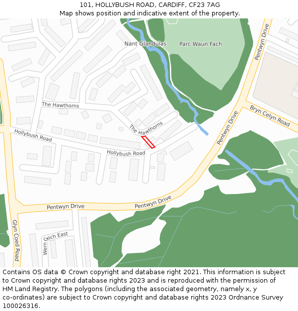 101, HOLLYBUSH ROAD, CARDIFF, CF23 7AG: Location map and indicative extent of plot
