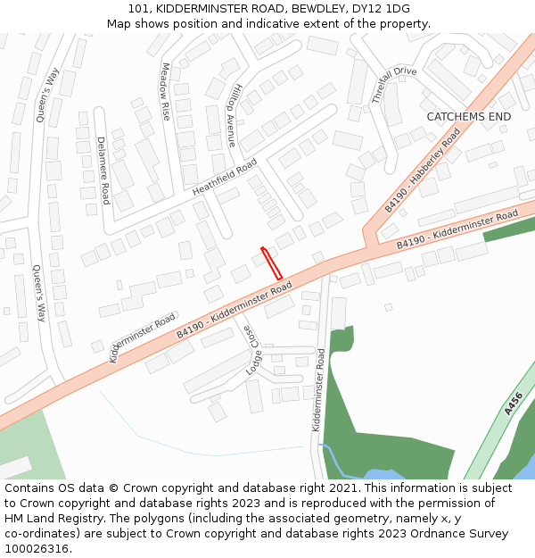 101, KIDDERMINSTER ROAD, BEWDLEY, DY12 1DG: Location map and indicative extent of plot