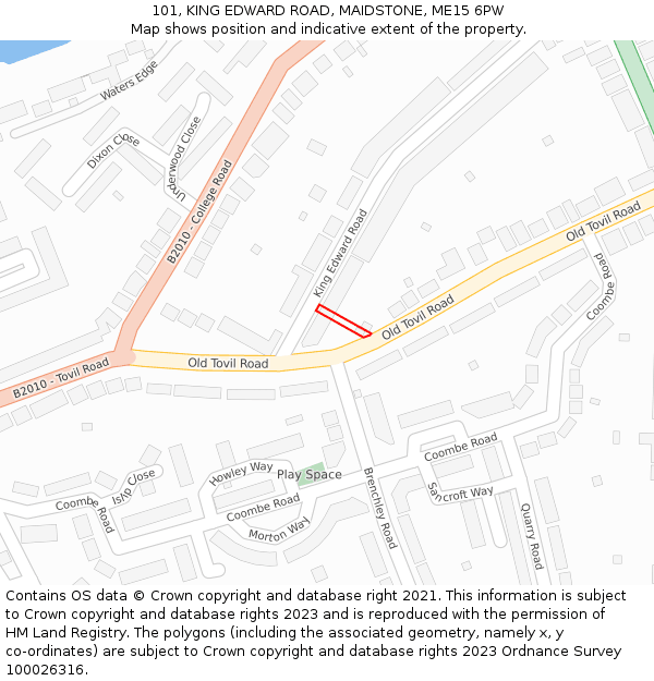 101, KING EDWARD ROAD, MAIDSTONE, ME15 6PW: Location map and indicative extent of plot