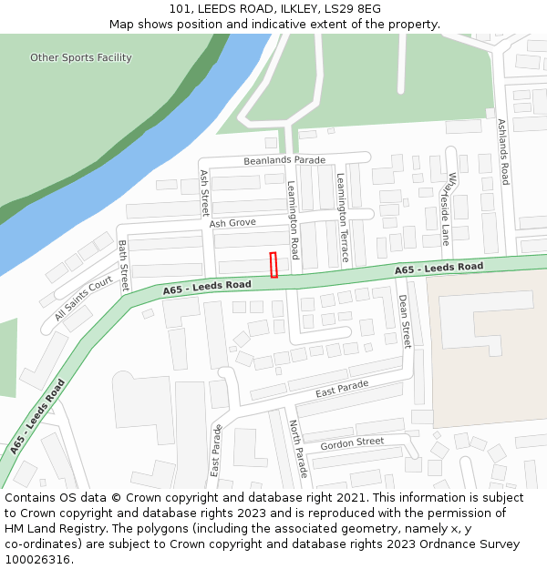 101, LEEDS ROAD, ILKLEY, LS29 8EG: Location map and indicative extent of plot