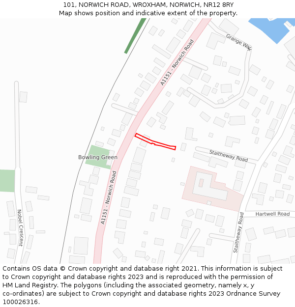 101, NORWICH ROAD, WROXHAM, NORWICH, NR12 8RY: Location map and indicative extent of plot