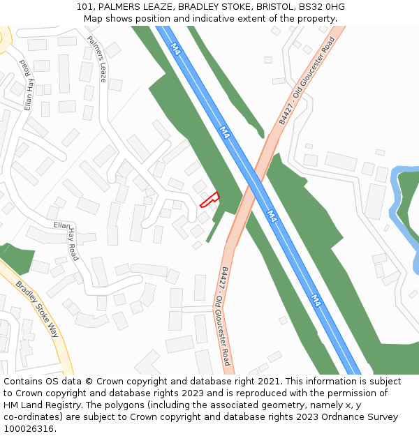 101, PALMERS LEAZE, BRADLEY STOKE, BRISTOL, BS32 0HG: Location map and indicative extent of plot