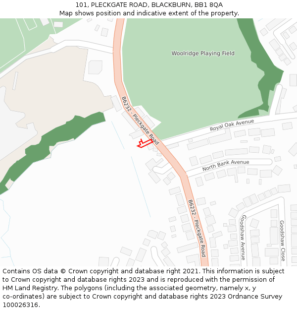 101, PLECKGATE ROAD, BLACKBURN, BB1 8QA: Location map and indicative extent of plot