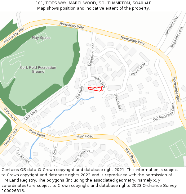 101, TIDES WAY, MARCHWOOD, SOUTHAMPTON, SO40 4LE: Location map and indicative extent of plot