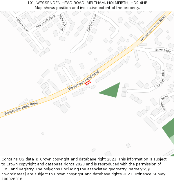 101, WESSENDEN HEAD ROAD, MELTHAM, HOLMFIRTH, HD9 4HR: Location map and indicative extent of plot