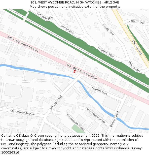 101, WEST WYCOMBE ROAD, HIGH WYCOMBE, HP12 3AB: Location map and indicative extent of plot