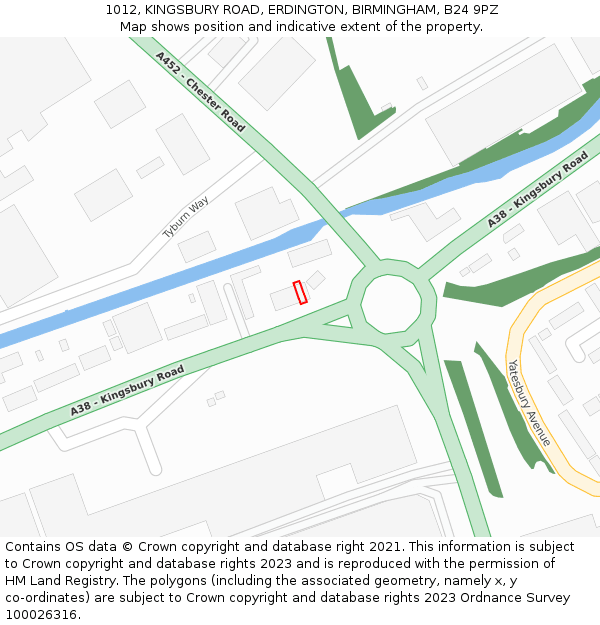 1012, KINGSBURY ROAD, ERDINGTON, BIRMINGHAM, B24 9PZ: Location map and indicative extent of plot