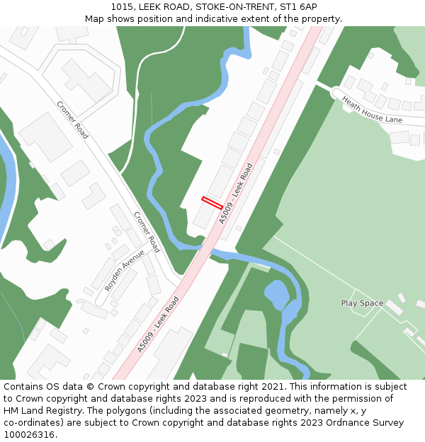 1015, LEEK ROAD, STOKE-ON-TRENT, ST1 6AP: Location map and indicative extent of plot