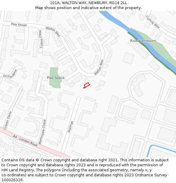 101A, WALTON WAY, NEWBURY, RG14 2LL: Location map and indicative extent of plot