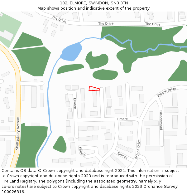 102, ELMORE, SWINDON, SN3 3TN: Location map and indicative extent of plot
