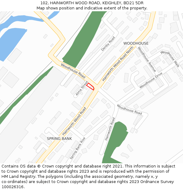 102, HAINWORTH WOOD ROAD, KEIGHLEY, BD21 5DR: Location map and indicative extent of plot