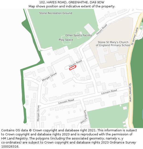 102, HAYES ROAD, GREENHITHE, DA9 9DW: Location map and indicative extent of plot