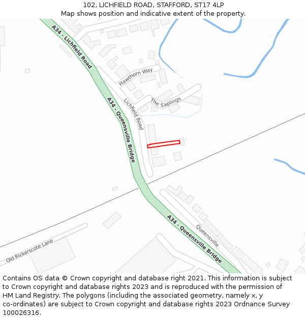 102, LICHFIELD ROAD, STAFFORD, ST17 4LP: Location map and indicative extent of plot