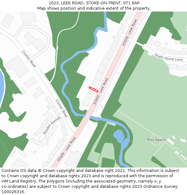 1023, LEEK ROAD, STOKE-ON-TRENT, ST1 6AP: Location map and indicative extent of plot