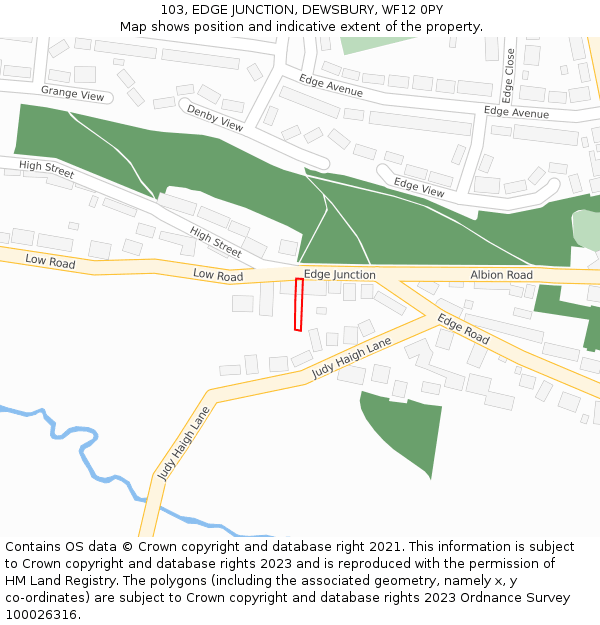 103, EDGE JUNCTION, DEWSBURY, WF12 0PY: Location map and indicative extent of plot