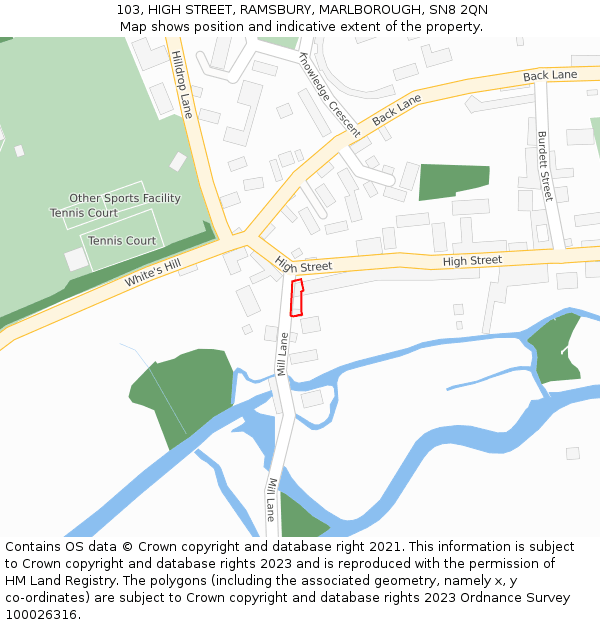 103, HIGH STREET, RAMSBURY, MARLBOROUGH, SN8 2QN: Location map and indicative extent of plot