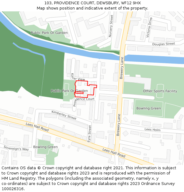 103, PROVIDENCE COURT, DEWSBURY, WF12 9HX: Location map and indicative extent of plot