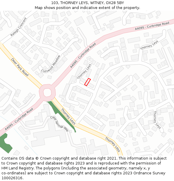 103, THORNEY LEYS, WITNEY, OX28 5BY: Location map and indicative extent of plot