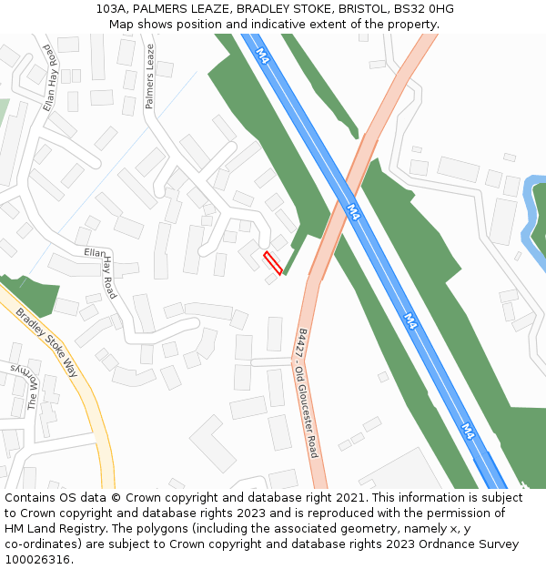 103A, PALMERS LEAZE, BRADLEY STOKE, BRISTOL, BS32 0HG: Location map and indicative extent of plot