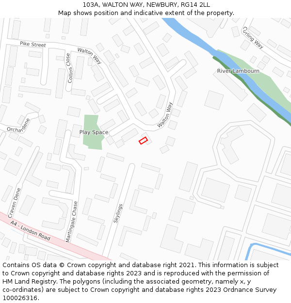 103A, WALTON WAY, NEWBURY, RG14 2LL: Location map and indicative extent of plot