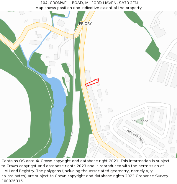 104, CROMWELL ROAD, MILFORD HAVEN, SA73 2EN: Location map and indicative extent of plot