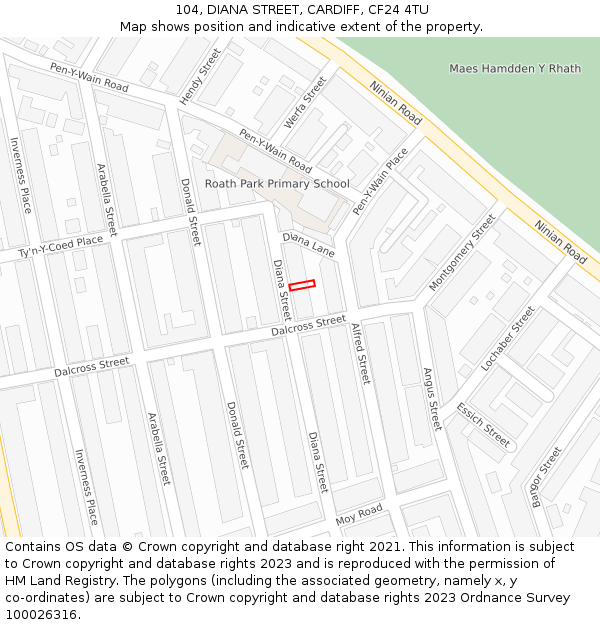 104, DIANA STREET, CARDIFF, CF24 4TU: Location map and indicative extent of plot
