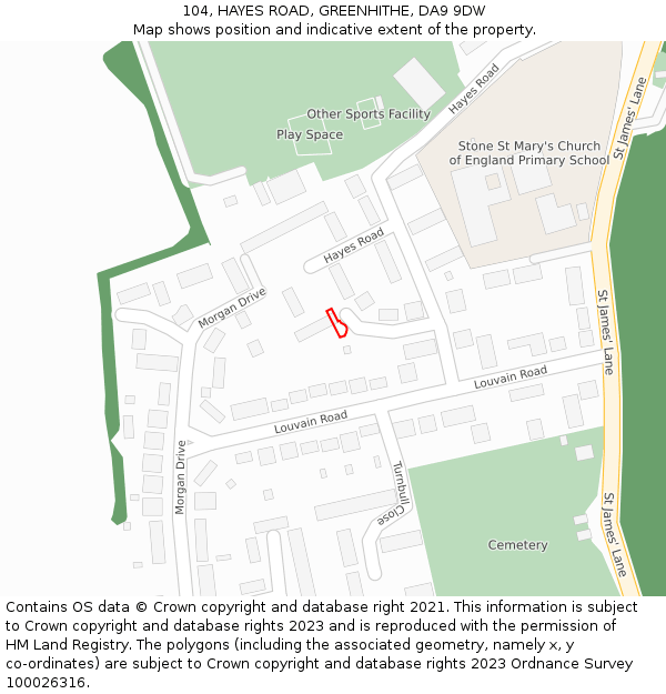 104, HAYES ROAD, GREENHITHE, DA9 9DW: Location map and indicative extent of plot
