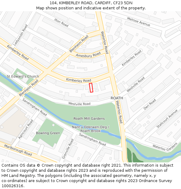 104, KIMBERLEY ROAD, CARDIFF, CF23 5DN: Location map and indicative extent of plot