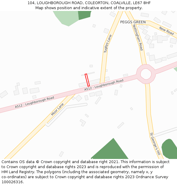 104, LOUGHBOROUGH ROAD, COLEORTON, COALVILLE, LE67 8HF: Location map and indicative extent of plot