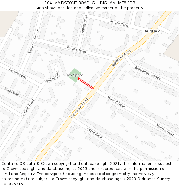 104, MAIDSTONE ROAD, GILLINGHAM, ME8 0DR: Location map and indicative extent of plot