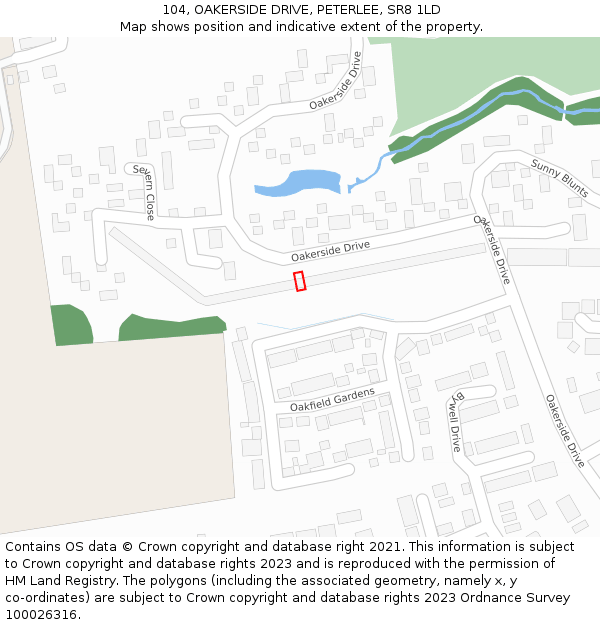 104, OAKERSIDE DRIVE, PETERLEE, SR8 1LD: Location map and indicative extent of plot