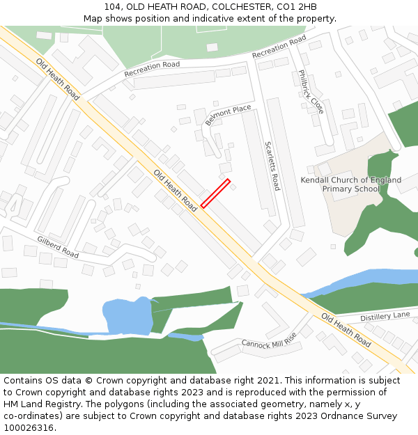 104, OLD HEATH ROAD, COLCHESTER, CO1 2HB: Location map and indicative extent of plot
