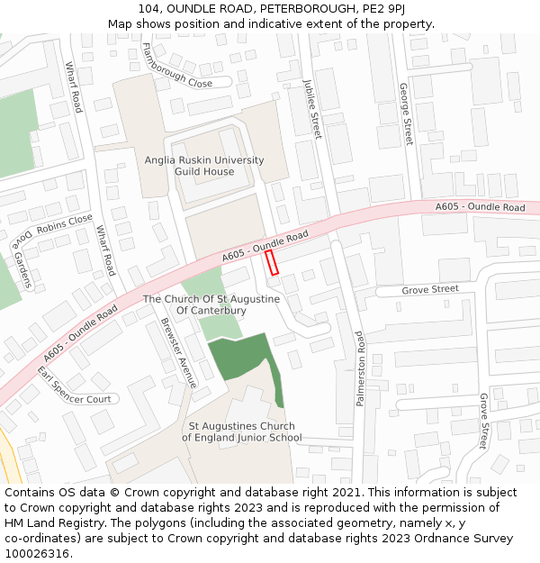 104, OUNDLE ROAD, PETERBOROUGH, PE2 9PJ: Location map and indicative extent of plot