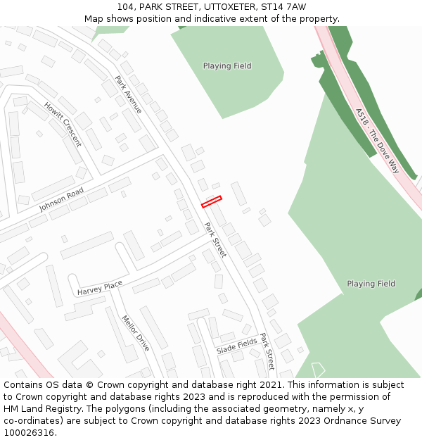 104, PARK STREET, UTTOXETER, ST14 7AW: Location map and indicative extent of plot