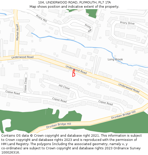 104, UNDERWOOD ROAD, PLYMOUTH, PL7 1TA: Location map and indicative extent of plot