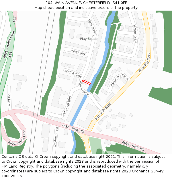 104, WAIN AVENUE, CHESTERFIELD, S41 0FB: Location map and indicative extent of plot