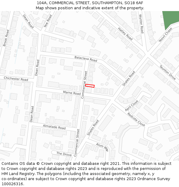 104A, COMMERCIAL STREET, SOUTHAMPTON, SO18 6AF: Location map and indicative extent of plot
