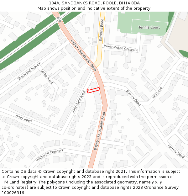 104A, SANDBANKS ROAD, POOLE, BH14 8DA: Location map and indicative extent of plot