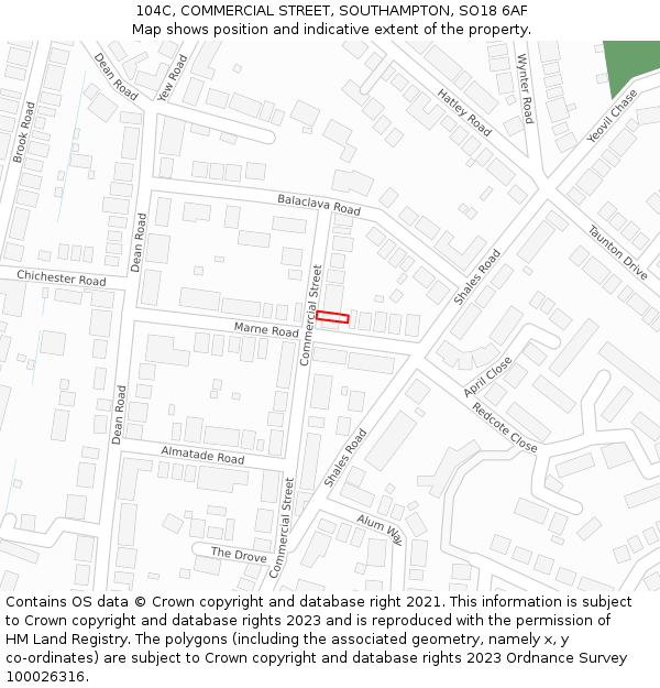 104C, COMMERCIAL STREET, SOUTHAMPTON, SO18 6AF: Location map and indicative extent of plot