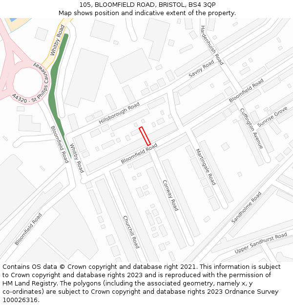 105, BLOOMFIELD ROAD, BRISTOL, BS4 3QP: Location map and indicative extent of plot